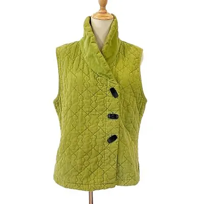 Habitat Green Quilted Corduroy Vest Button Front M/L Cotton • $14.39