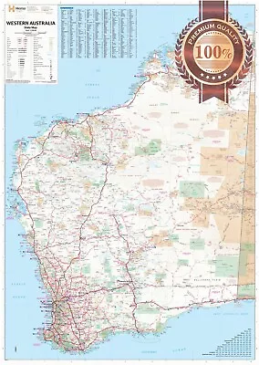 Detailed Western Australia Wa State Roads Map Of Aus Chart Print Premium Poster • $19.95