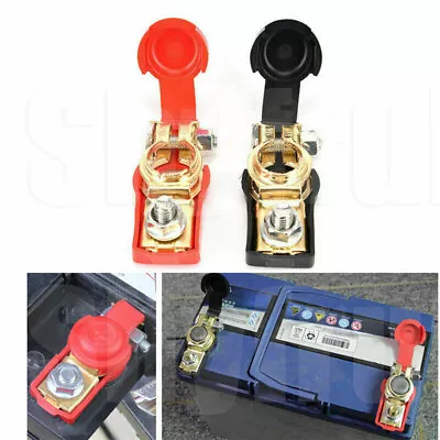 Pair Car Battery Terminal Connector Clamp Clip Negative Positive Red+Black • $9.99