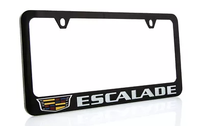 Escalade With Crest Zinc License Plate Frame With Glossy Black Finish (2 Hole) • $43.95