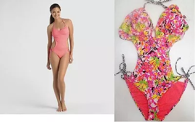 Bongo Womens Juniors Zebra Floral Veronica Monokini Swimsuit Size M Or Lg NWT • $18.89