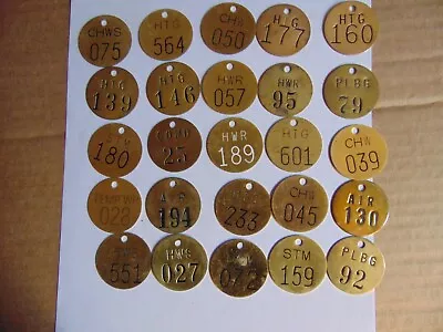 Lot Of 25 Vintage 1.5  Round Brass Tags Misc Numbers Industrial Steampunk-BB • $12