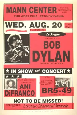 BOB DYLAN 1996 NEVERENDING TOUR MANN CENTER / PHILADELPHIA 1st PRINTING POSTER • $134.99