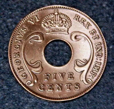 5 Cents East Africa Holed Coin 1941 King George VI • £2.50