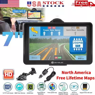 7 INCH Portable Truck Navigator CAR GPS Navigation 8GB 256MB Free Lifetime Maps • $43.69