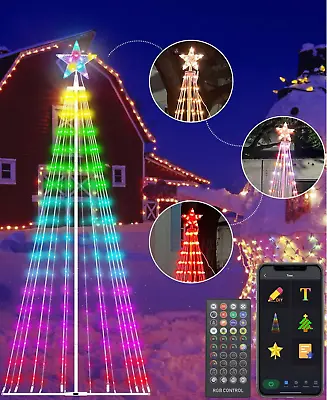 355 LED Lights 8FT Christmas Cone Tree With Star Topper Smart App Control & DIY • $39.99
