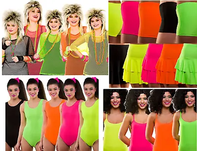 80s Fancy Dress Accessories Rewind Neon 1980s Ladies Top Shorts Tutu Festival • £8.99