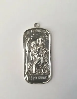 Vtg Sterling Silver St Christopher Medal 1 1/2 Inch • $14