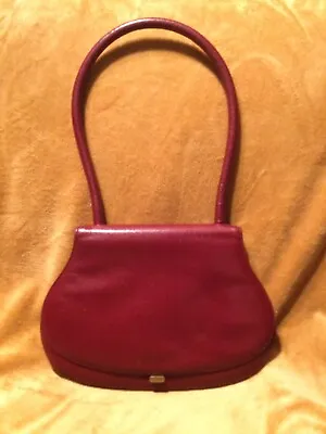 La Bagagerie Bordeaux Red Leather  Shoulder Handbag Small Bell Shape France Vtg • $44.95