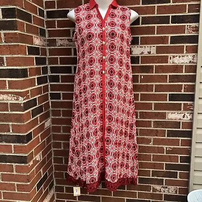 Pretty One Woman’s 3XL Red Abstract Slit Front Maxi Dress NWT See Measurement • $36
