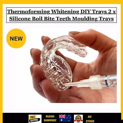 Thermoforming Whitening DIY Trays 2 X Silicone Boil Bite Teeth Moulding Trays-AU • $16.85