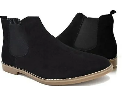 Mens Suede Leather Chelsea Boots Slip On Ankle Dealer Casual Shoes UK Sizes 6-11 • £18.40