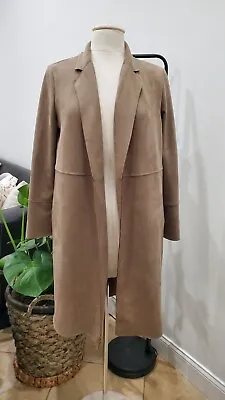 Zara Penny Lane Bohemian Long Brown Mid Length Faux Suede Coat Size Medium  • $35