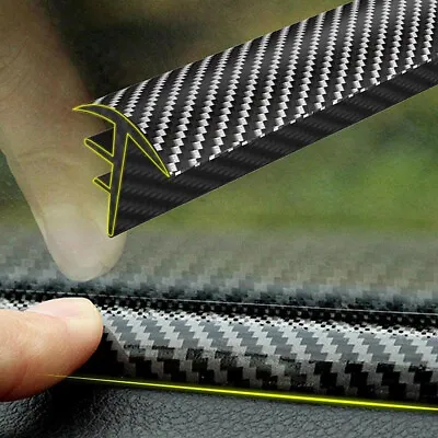 Rubber Carbon Fiber Car Dashboard Gap Filling Sealing Strip Accessories W/Tool • £16.79