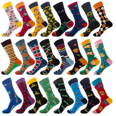 Mens Cotton Christmas Socks Warm Fun Fancy Morden Novelty Casual Dress Crew Sock • $3.26