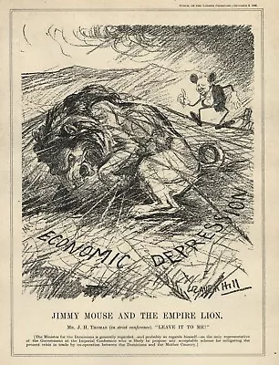 JIMMY THOMAS [Mickey Mouse]  Rare 1930 British Cartoon - ECONOMIC DEPRESSION • $15.95