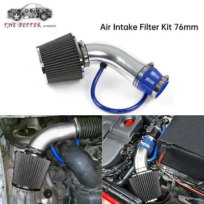 3  Car Cold Air Intake Filter Induction Kit Pipe Flow Hose System 76mm Alumimum • $26.59