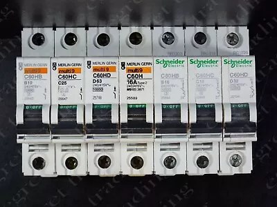 Merlin Gerin Schneider Multi 9 C60H Type B C D Type 2 MCB Circuit Breaker • £5.95