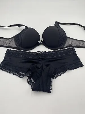 Victoria Secret Angels Size 34 A Black Lined Demi Wire Bra NWOT Size S/P Cheeky  • $15