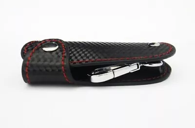 $9.98 • Buy Carbon Fiber 3D Leather Remote Smart Key Chain Keyless Holder Red Stitch For BMW