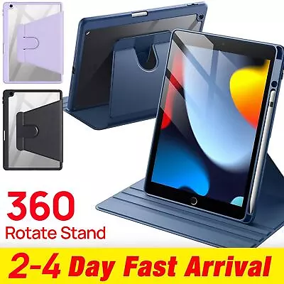 For Apple IPad 9th 10th 8th Gen 10.2  Smart 360 Roating Stand Case Pencil Holder • $22.50