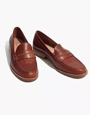 MADEWELL The Elinor Loafer Chestnut Brown Leather Slip-On Classic Size 9 EUC • $40