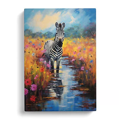 Zebra Impressionism No.2 Canvas Wall Art Print Framed Picture Decor Living Room • £34.95