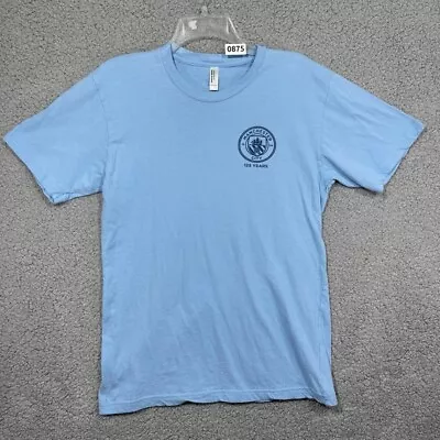 Manchester City Shirt Mens Medium Blue Soccer Football 125 Year American Apparel • $17.99