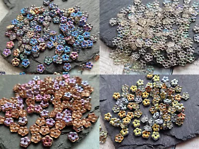 50 Small Glass Flower Daisy Spacer Beads 5mm • £1.85