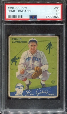 $19.50 • Buy 1934 Goudey ERNIE LOMBARDI #35 PSA 1.5 (FR) HOF Reds BASEBALL CARD