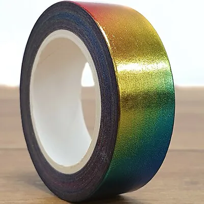 RAINBOW METALLIC FOIL WASHI TAPE Decorative Sticky Masking Self Adhesive Trim • £4.48