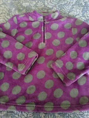 Hanna Andersson Girls Sz. 120 Purple Polka Dot Plush 1/4 Zip Fleece. Soft Cute • $9.99