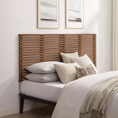 Modway Render Mid-Century Modern Wall-Mount King Headboard In Walnut • $309.94