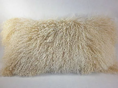 Real Mongolian Tibetan Lamb Fur Beige Snow Top Pillow Tan Tibet Cushion • $79.95