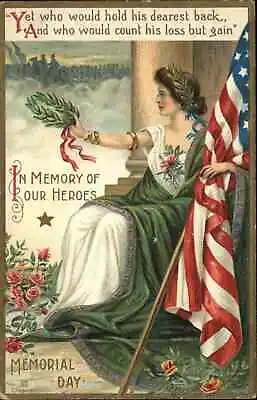 Patriotic Memorial Day Beautiful Woman On Throne American Flag Chapman PC • $7.91