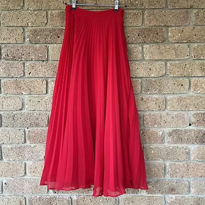 KOOKAI  Carlotta  Red Pleated Chiffon Midi Skirt - Size 34 (AUD 6) - RRP $180 • $70