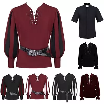 Men's Medieval Shirt Blouse Priest Clergy Pastor Minister Preacher Costumes  • $18.98