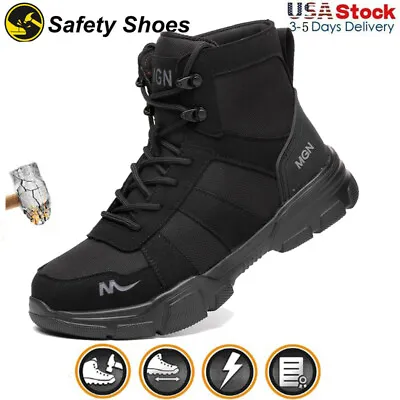 Mens Steel Toe Shoes Lightweight Safety Sneakers Work Boots Indestructible Black • $29.43