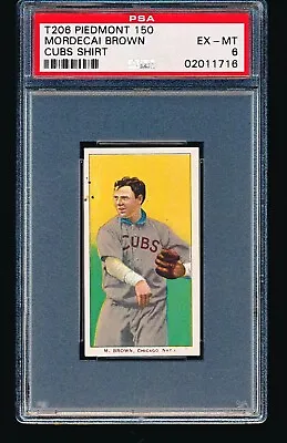 1909 T206 Piedmont MORDECAI BROWN Cubs Shirt PSA 6 • $4195