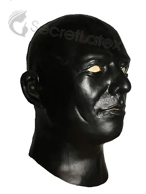 Black Latex Hood Thick Heavy Rubber Masculine Anatomical Male Full Head Zip Mask • $87.12