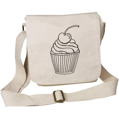 £11.99 • Buy 'Cherry Cupcake' Small Cotton Canvas Messenger Bag (MS00005482)