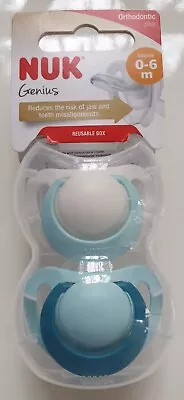 £2.50 • Buy NUK Genius Soothers Orthodontic Extra Soft Teat Age 0-6m 2 In Pack  BPA Free
