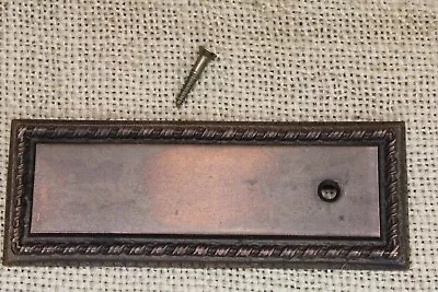 Old Door Sign Tag Push Plate Antique Copper On Brass 3 3/4 X 1 3/8  Vintage • $21.41