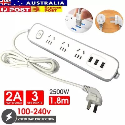 3 USB Charging Power Board 3 Way Outlets Socket Charger Ports Surge Protector 2A • $19.47