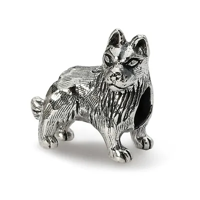 £30.38 • Buy German Shepherd Bead .925 Sterling Silver Antiqued Finish Reflection Beads