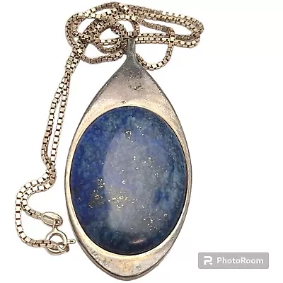  Ray Nez Sterling Silver Navajo Lapis Lazuli Pendant Necklace  • $235