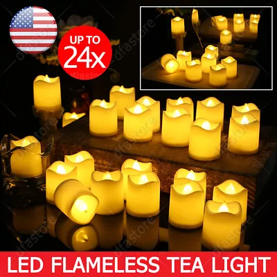 24PCS Flameless Votive Candles Battery Operated Flickering LED Tea Light Decor • $5.39