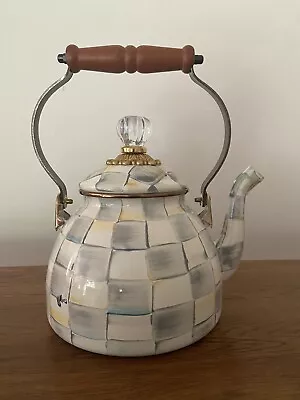 Mackenzie-Childs McKenzie Sterling Check Enamel Tea Kettle Teapot 2 Quart • $134.99