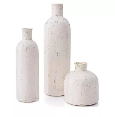 Silverrav Ceramic Vase Set-3 Modern Farmhouse Home Decor Boho Decorative White • $17.09