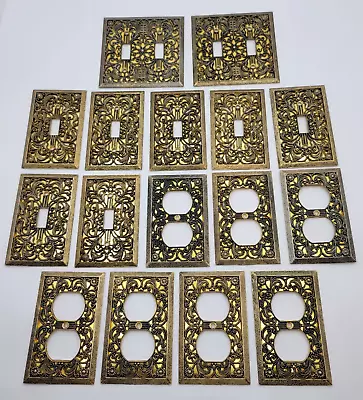 16 Vtg HOLLYWOOD REGENCY Light Switch Covers/Outlet Plate/Double Gold/Brass-Tone • $149.99